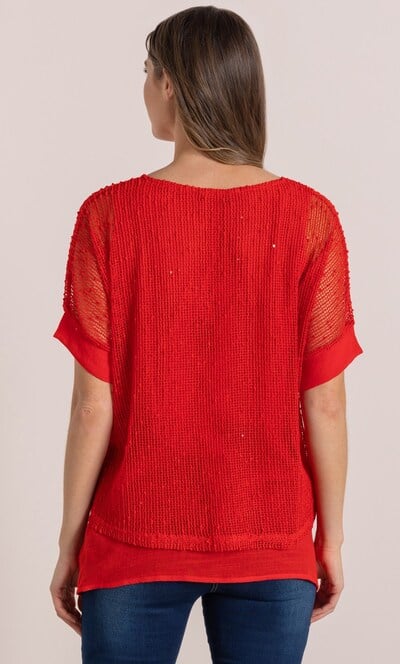 Mesh Layered Short Sleeve Top