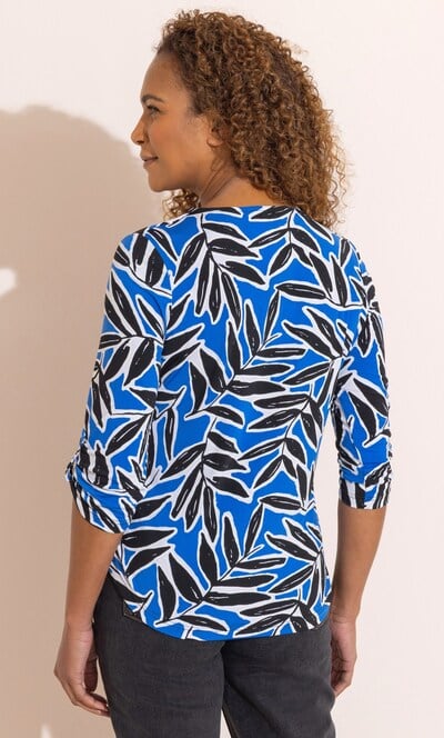 Anna Rose Textured Leaf Print Top