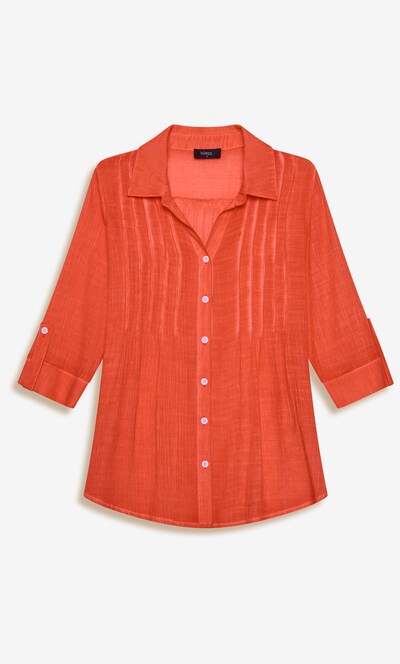Washed Three Quarter Sleeve Crinkle Shirt