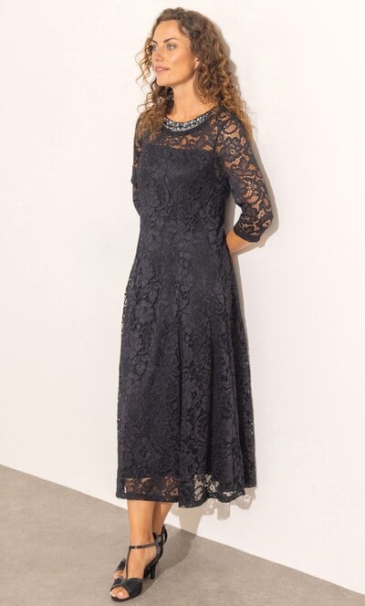 Anna Rose Embellished Lace Midi Dress