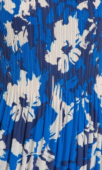 Printed Dip Hem Pleated Tunic Top