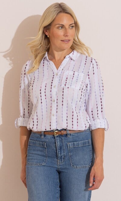 Anna Rose Textured Striped Blouse