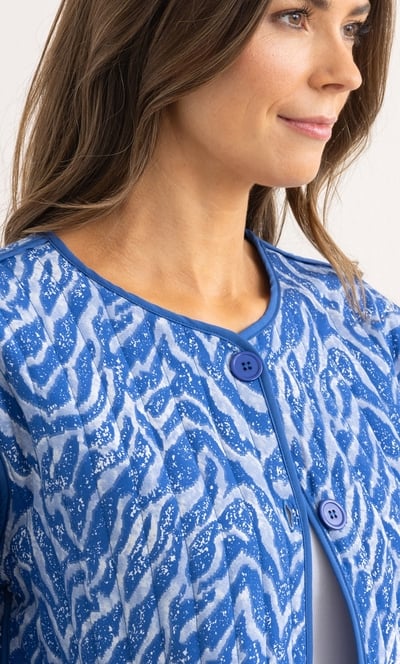 Printed Lightweight Quilted Boxy Jacket