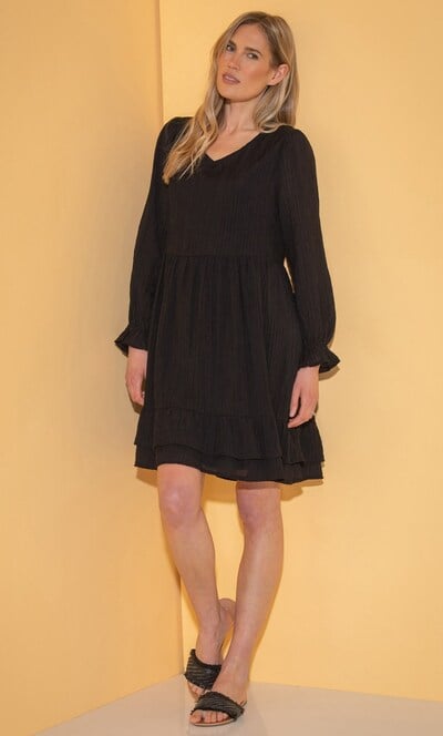 Crinkle Frilled Hem Tunic Dress