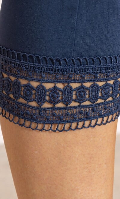 Lace Trim Pull On Capri Trousers
