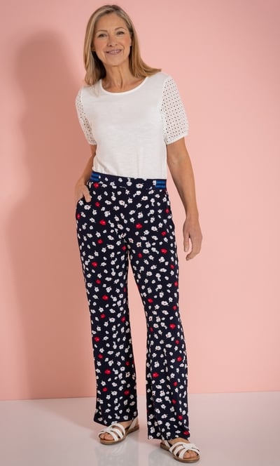 Anna Rose Textured Floral Printed Trousers