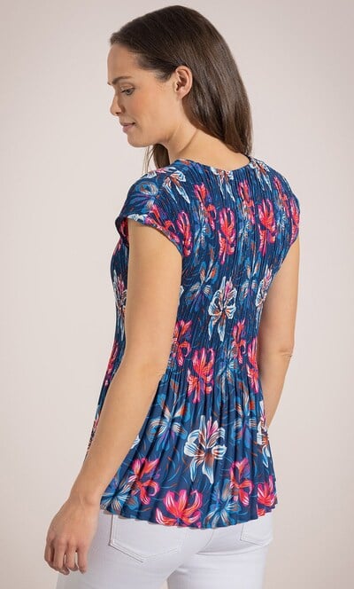 Floral Print Pleated Top