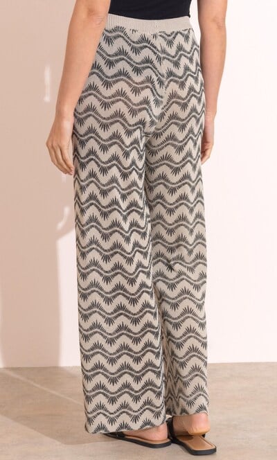 Printed Wide Leg Knitted Trousers