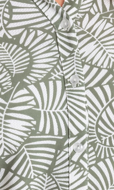 Anna Rose Short Sleeve Textured Leaf Print Blouse