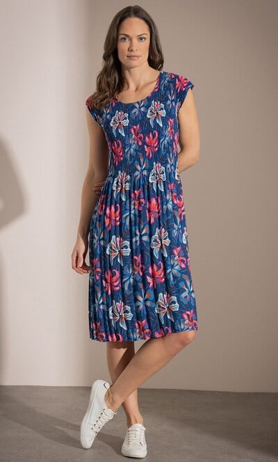 Floral Print Pleated Dress