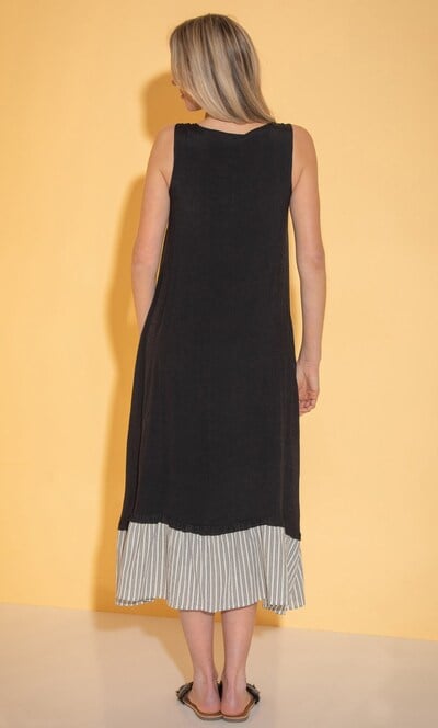 Sleeveless Stripe Trim Midaxi Dress