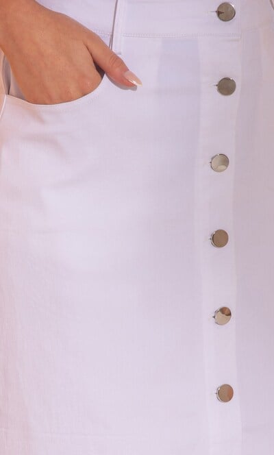 Button Front Stretch Skirt