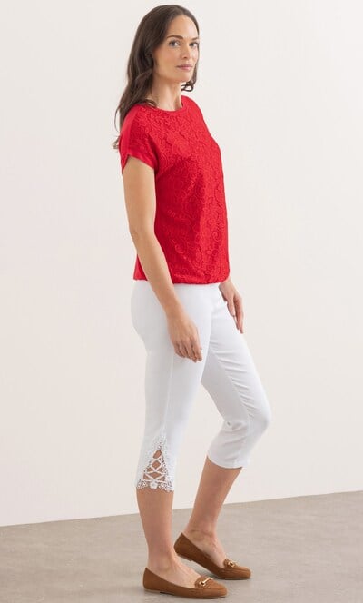 Lace And Jersey Short Sleeve Top