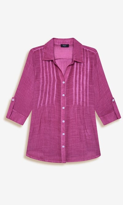 Washed Three Quarter Sleeve Crinkle Shirt
