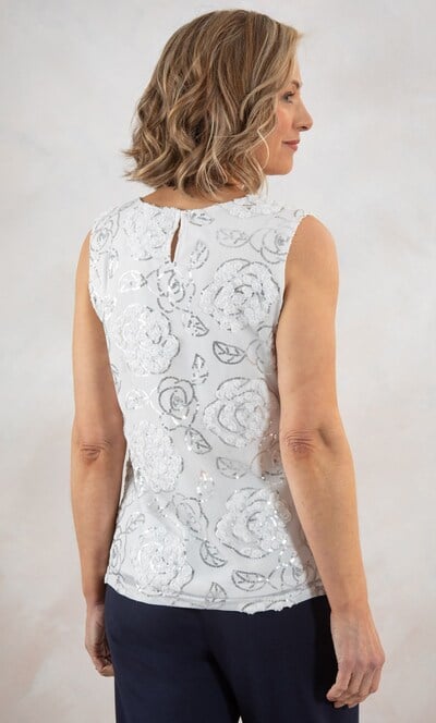 Anna Rose Embellished Mesh Sleeveless Top