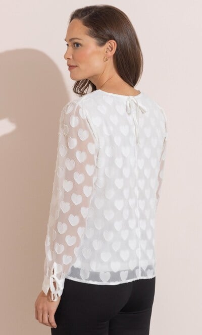 Heart Jacquard Tie Sleeve Top