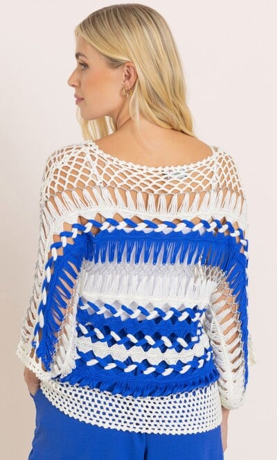 Striped Open Knit Top