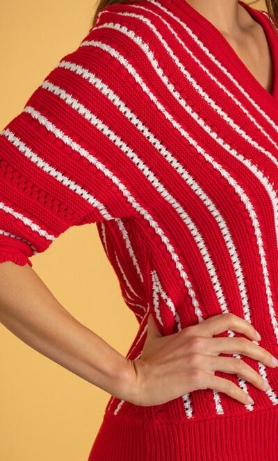 Chevron V Neck Jumper