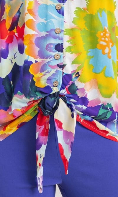 Bold Floral Print Tie Top