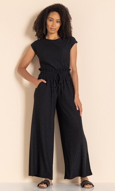 Textured Wide Leg Jersey Trousers
