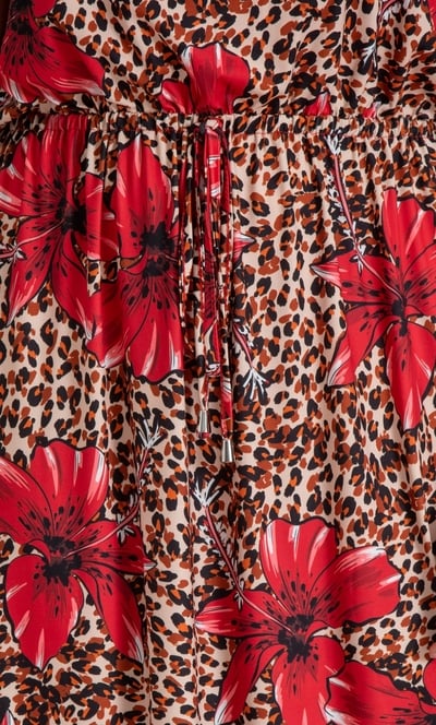 Animal And Floral Print Maxi Dress