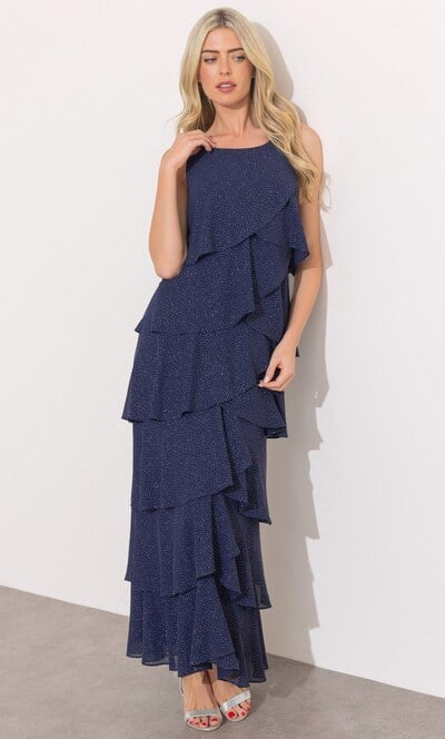 Sleeveless Glitter Layered Maxi Dress