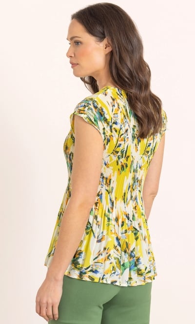Botanical Print Pleated Top