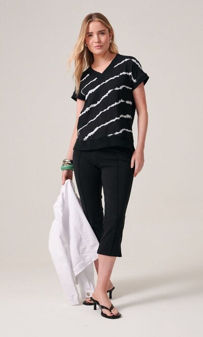 Printed Tie Dye V Neck Cotton Top