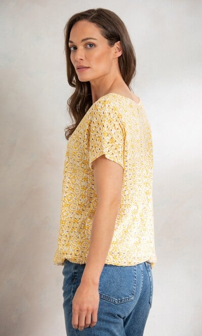 Printed Textured Jersey Top
