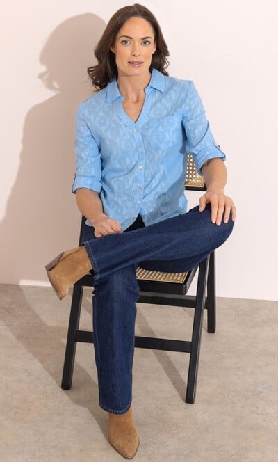 Jacquard And Ribbed Fitted Cotton Shirt