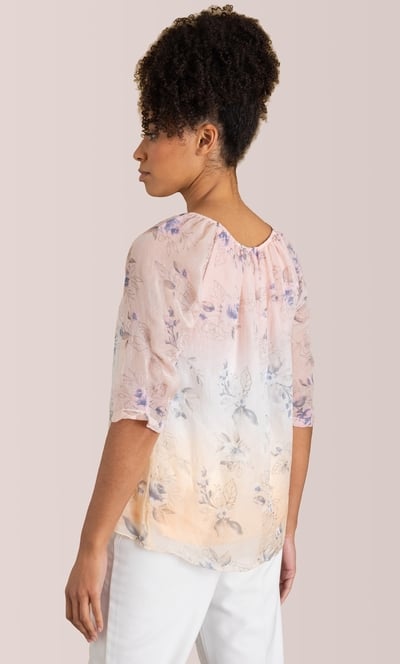 Shimmer Floral Print Ombre Top