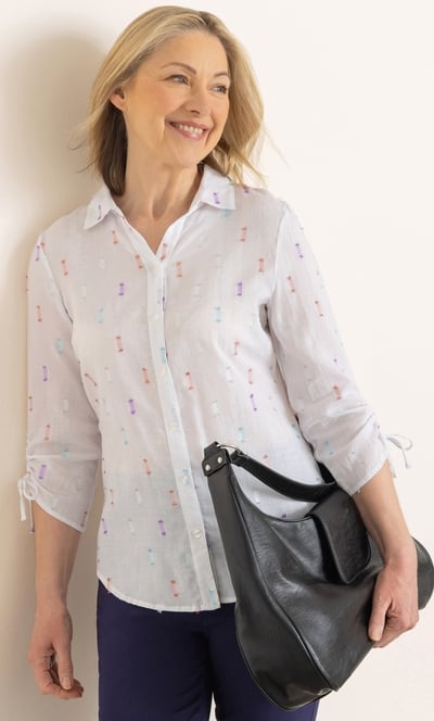 Anna Rose Cotton Blend Shimmer Blouse