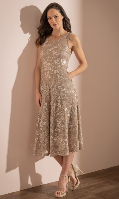 Sleeveless Sequin Mesh Dress
