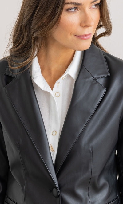 Faux Leather Blazer