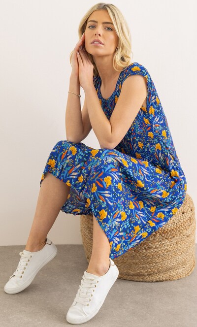 Garden Print Pleated Dress