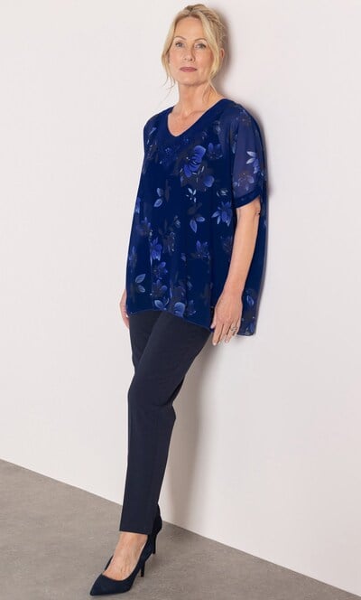 Anna Rose Printed Crochet Trim Kimono Top