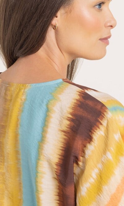 Short Sleeve Printed Tie Top