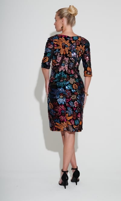 Botanical Sequinned Velvet Dress