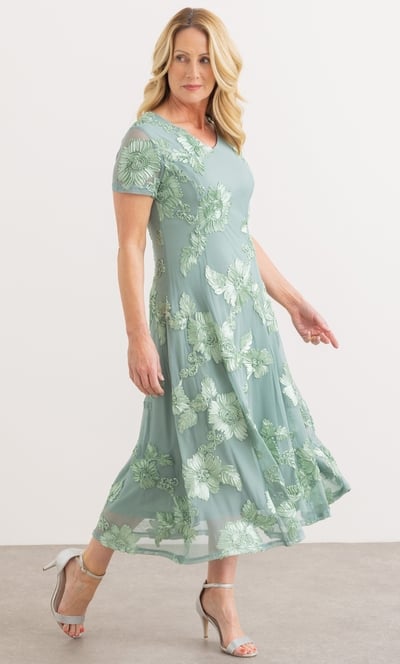 Anna Rose Fit And Flare Cornelli Mesh Dress