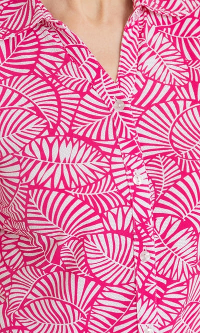 Anna Rose Short Sleeve Textured Leaf Print Blouse