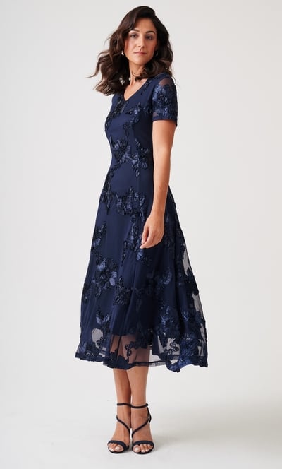 Anna Rose Cornelli Mesh Fit & Flare Midi Dress