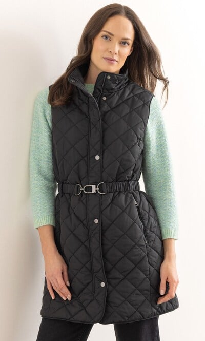 Longline Belted Quilted Gilet