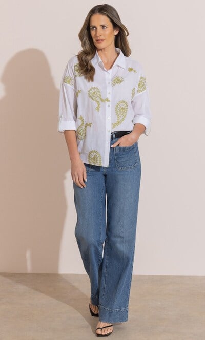 Paisley Embroidered Cotton Shirt