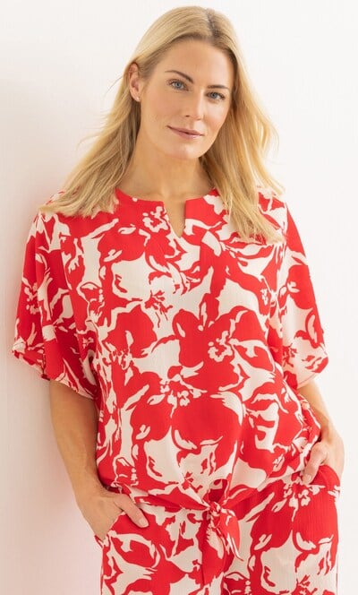 Tie Front Printed Top