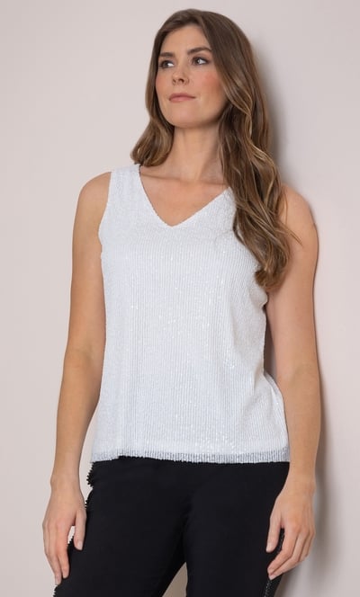 Sleeveless Sequin Mesh Top