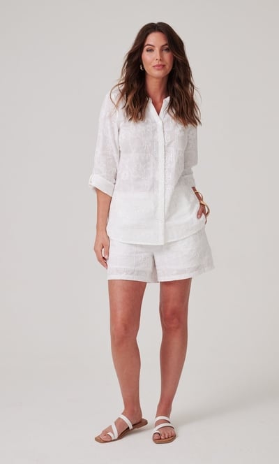 Floral Embellished Cotton Shirt