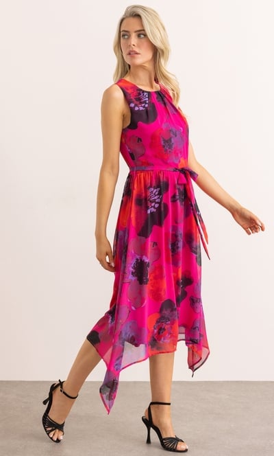 Floral Print Dipped Hem Dress