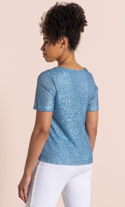 Sequinned Short Sleeve Top