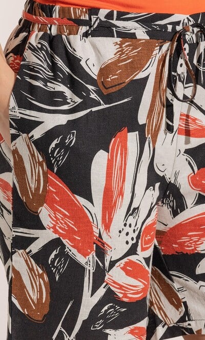 Bold Floral Printed Linen Blend Shorts