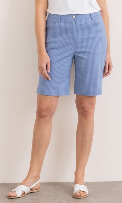 Striped Cotton Blend Bermuda Shorts